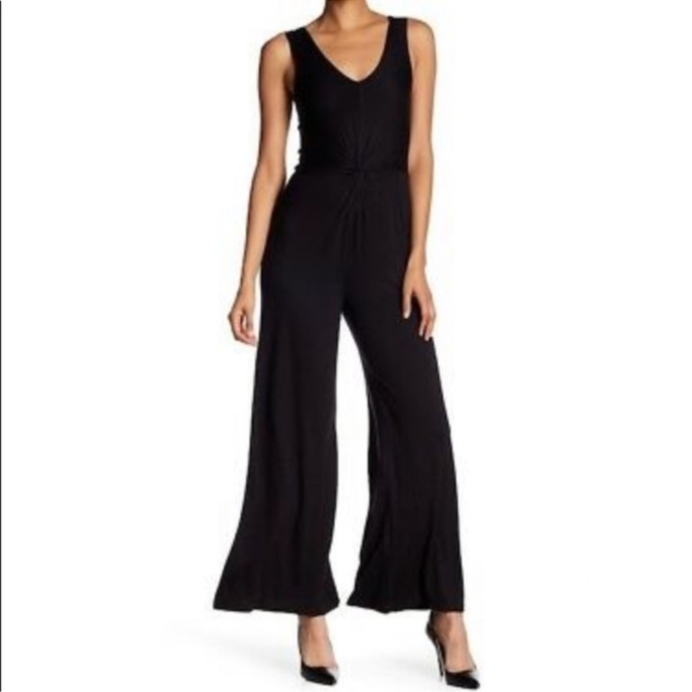 NWT the vanity room black twist front wide leg jumpsuit size L